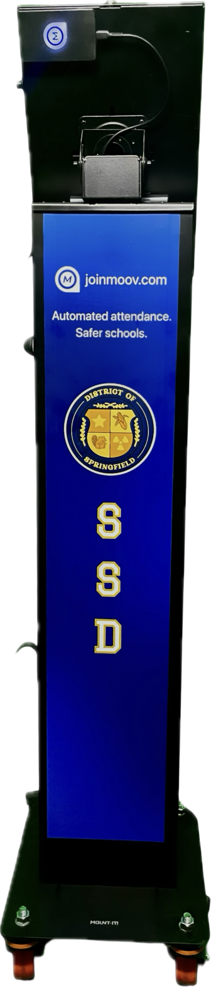 MOOV Kiosk showing student verification with green authorized and red unauthorized status cards